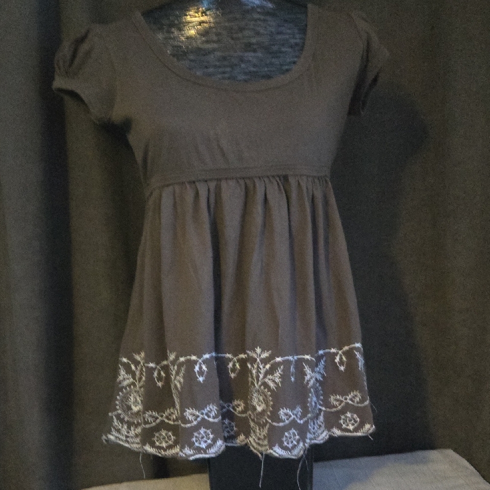 Chic Brown Embroidered Blouse